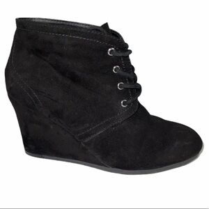 Arizona Lexie Lace Up Wedge Ankle Booties Black 6